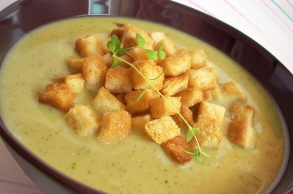 Kremowa zupa z cukinii z grzankami
