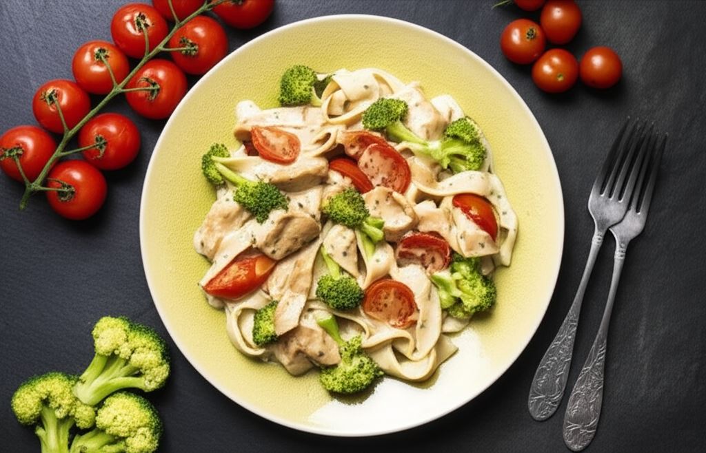 Kremowe tagliatelle z kurczakiem i brokułami