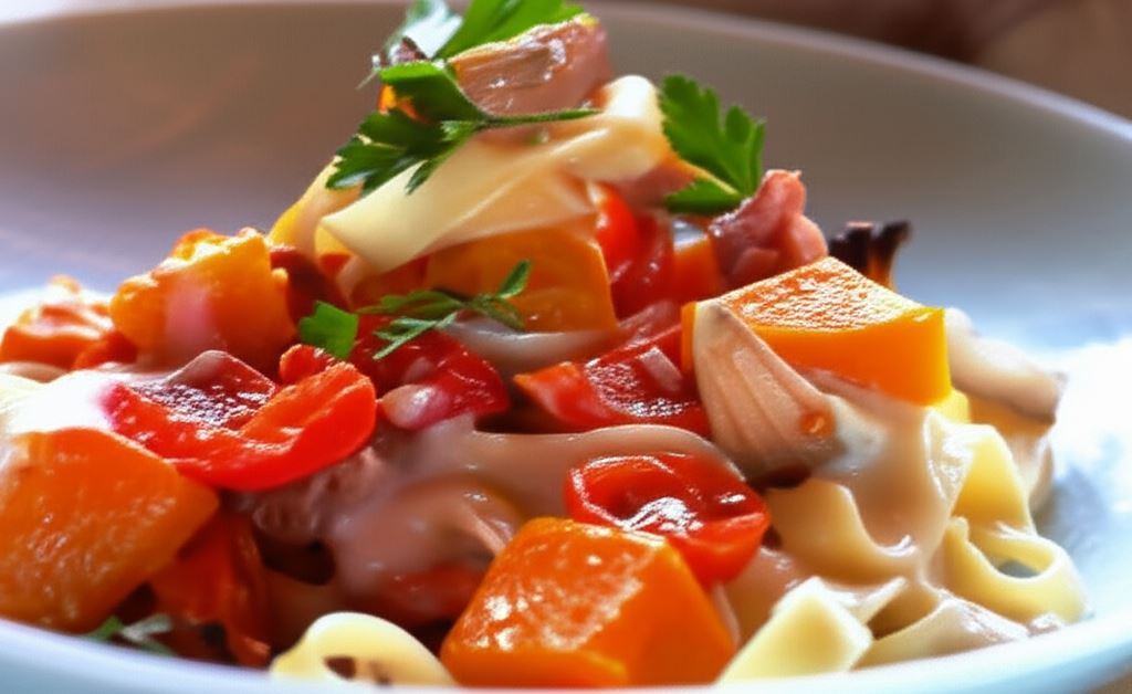 Kremowe wstążki z warzywami