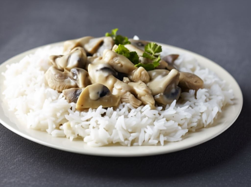 Kremowy a la stroganoff z ryżem