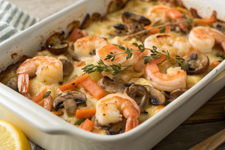 Krewetki z pieczarkami