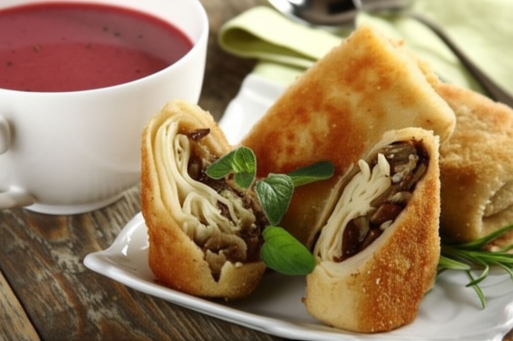 Krokiety z pieczarkami z barszczem czerwonym