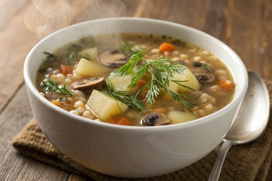 Krupnik z pieczarkami