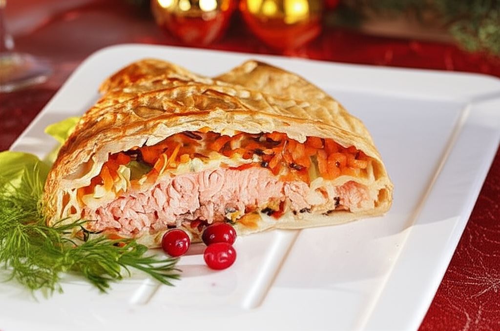 Kulebiak rybny z łososiem