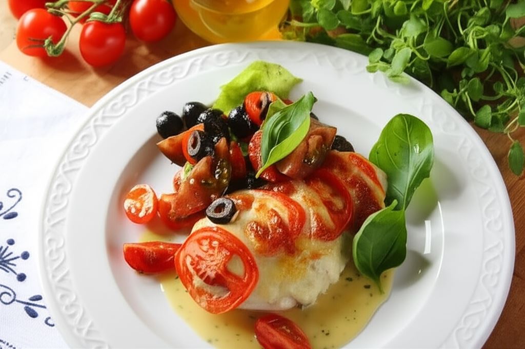 Kurczak 'caprese' z mozzarellą i pomidorami
