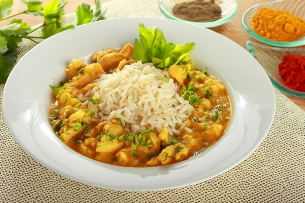 Kurczak curry z wiórkami kokosowymi