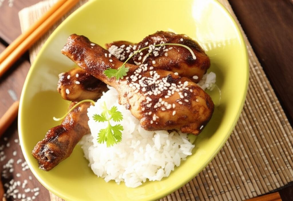 Kurczak marynowany w kawie na jaśminowym ryżu