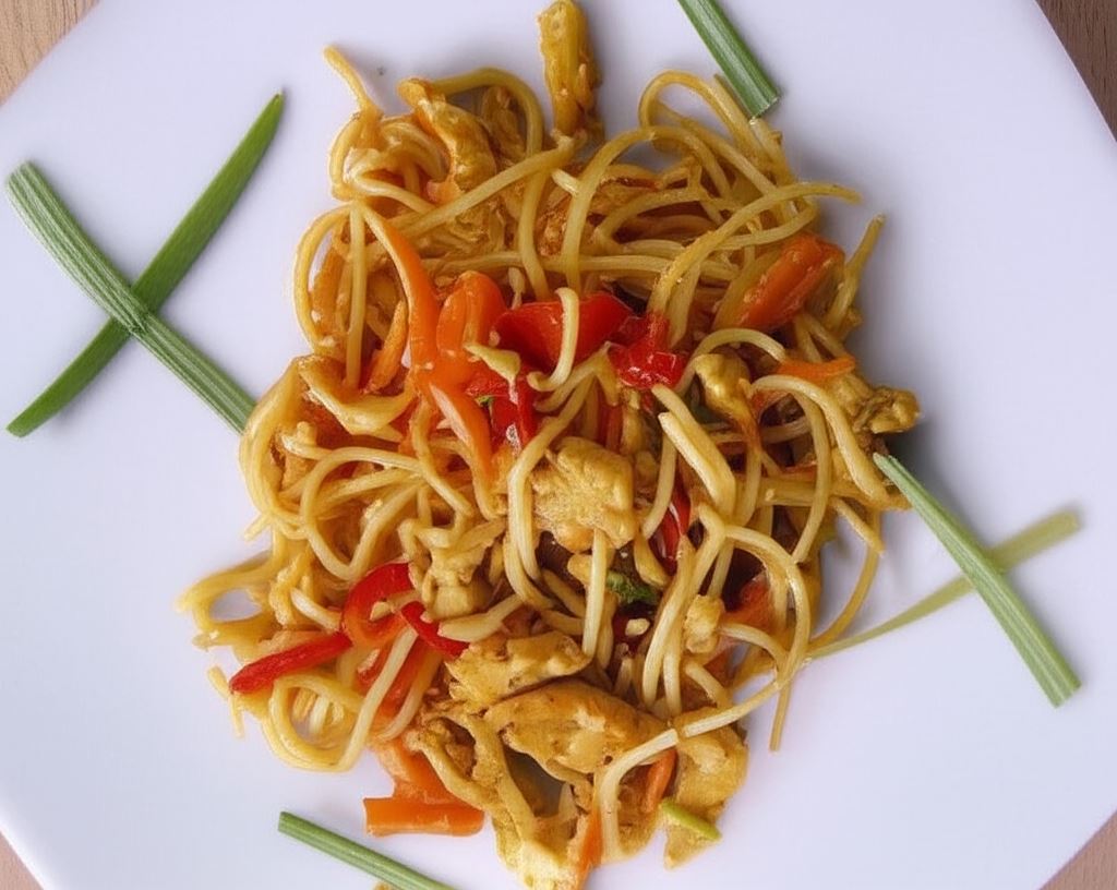 Kurczak orientalny z warzywami i makaronem