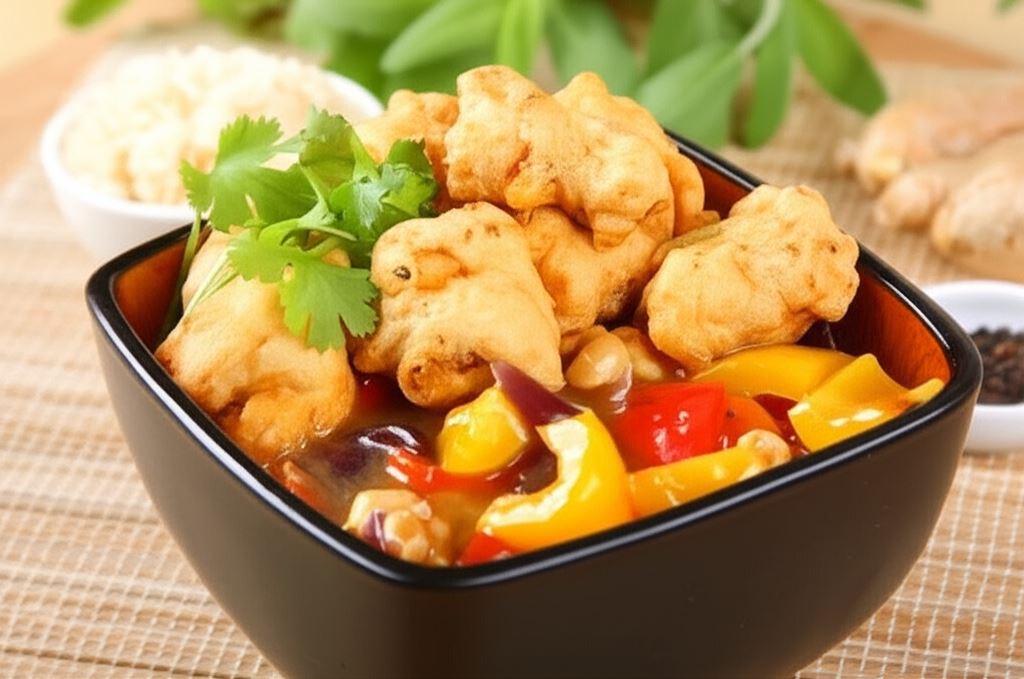 Kurczak w cieście piwnym w sosie miodowym