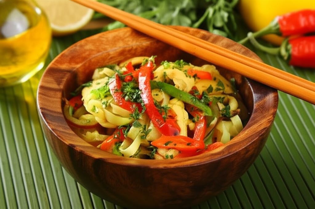 Kurczak w curry z makaronem