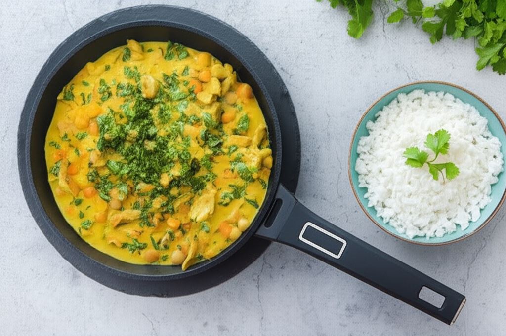 Kurczak w kremowym sosie dyniowym z napojem kokosowym