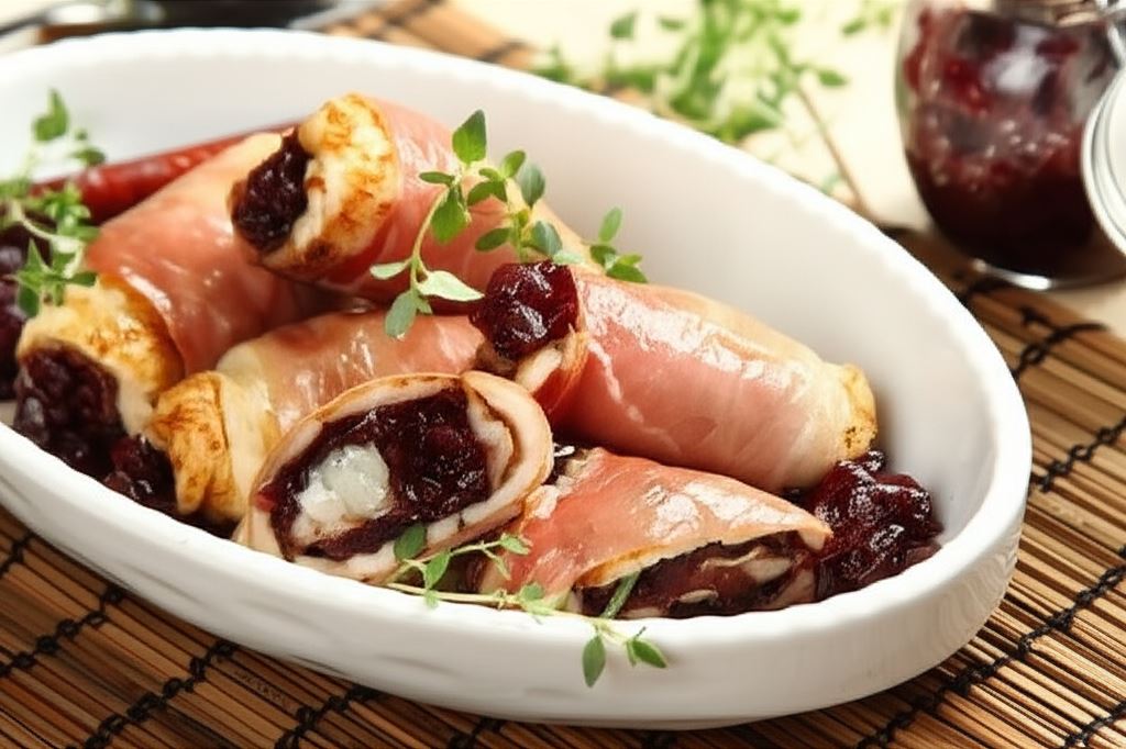 Kurczak z kozim serem i karmelizowaną czerwoną cebulą