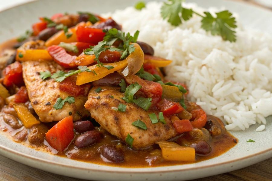 Kurczak z ryżem w sosie