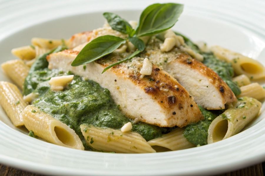 Kurczak z sosem szpinakowo-serowym