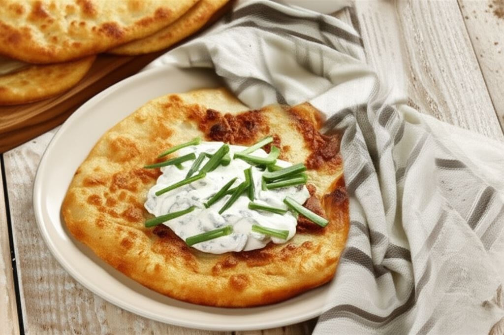 Langosz ze śmietaną