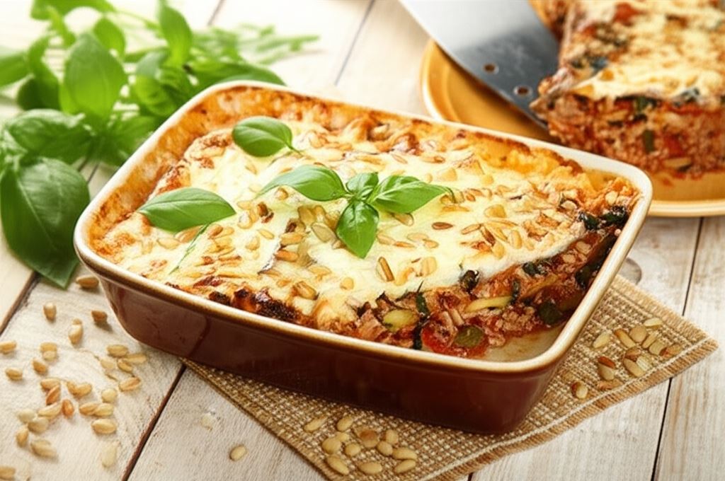 Lasagne z indykiem i warzywami