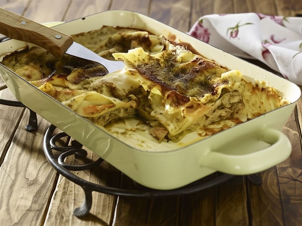 Lasagne z wędzonym łososiem i szpinakiem