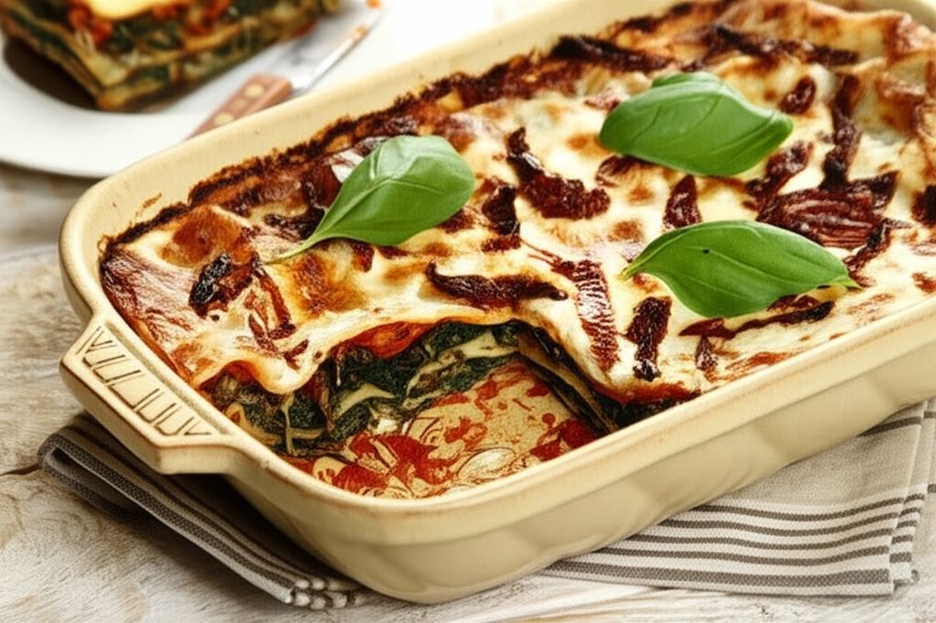 Lasagne ze szpinakiem i serem kozim