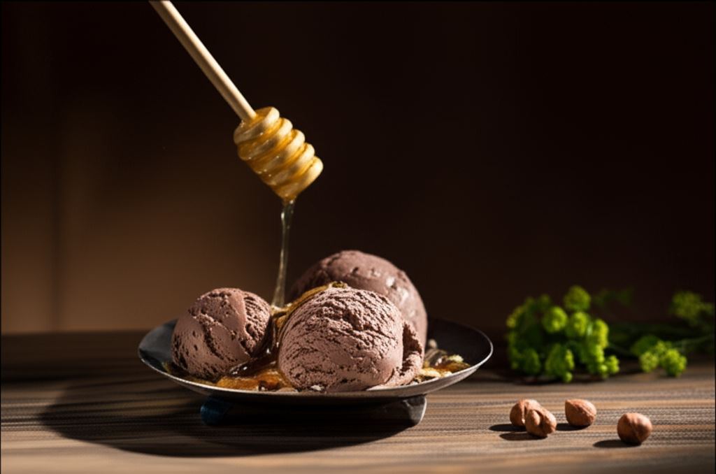 Lody czekoladowe z orzechami i miodem