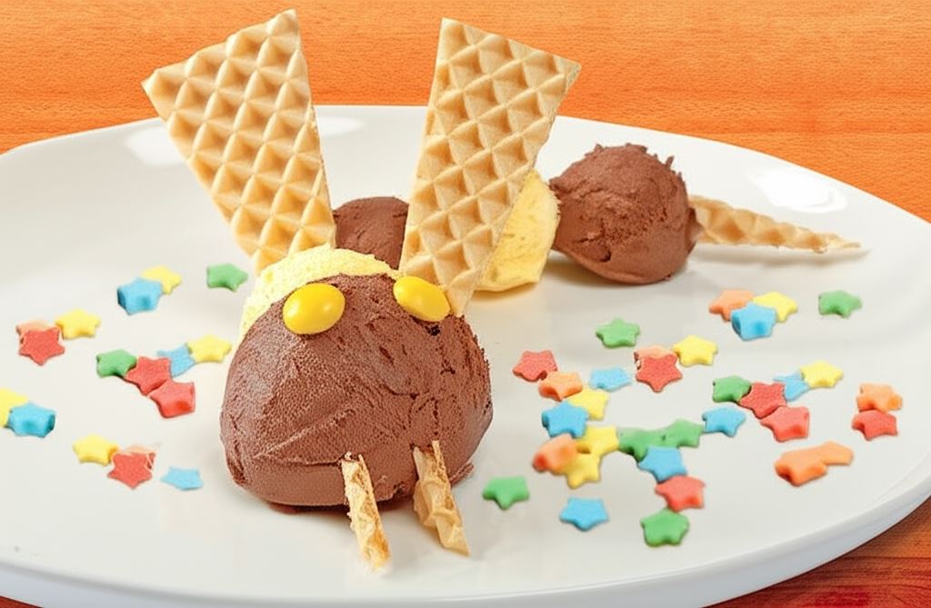 Lody czekoladowe z wafelkami 'Pszczoła'