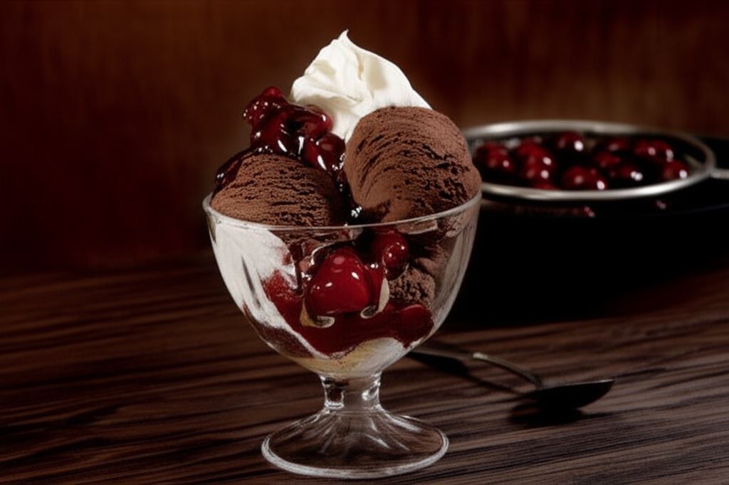 Lody czekoladowe z wiśniami