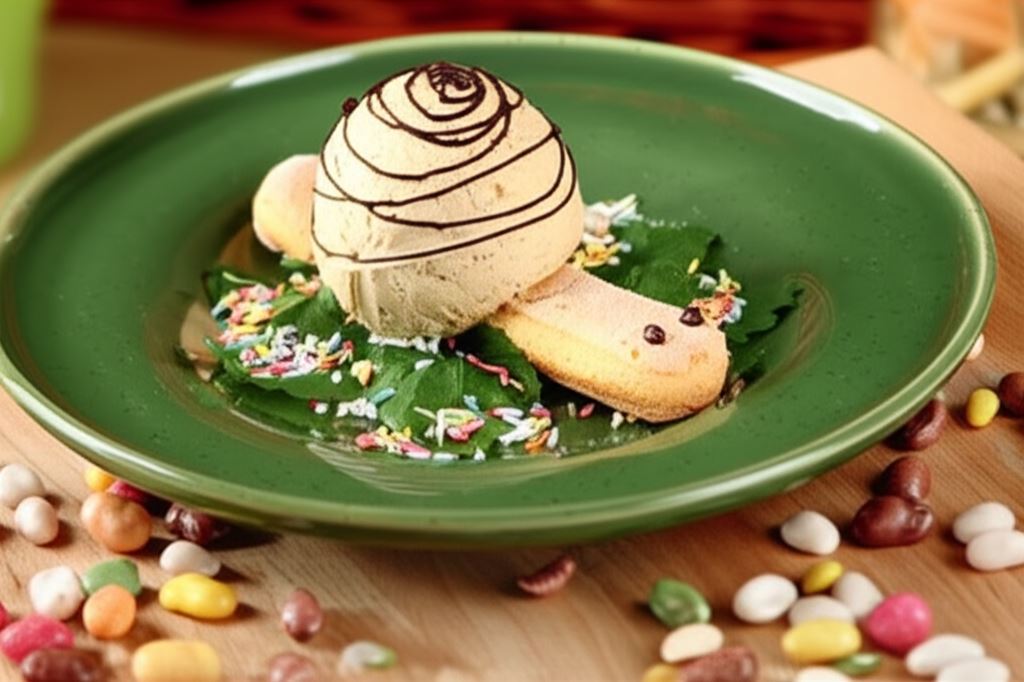 Lody podawane na biszkoptach 'Ślimak'