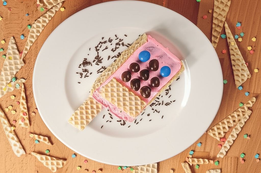 Lody truskawkowe z orzechami w czekoladzie 'Telefon'