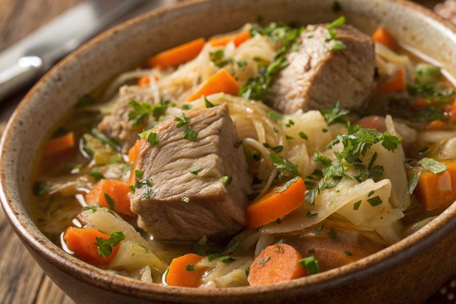 Łopatka duszona w kapuście