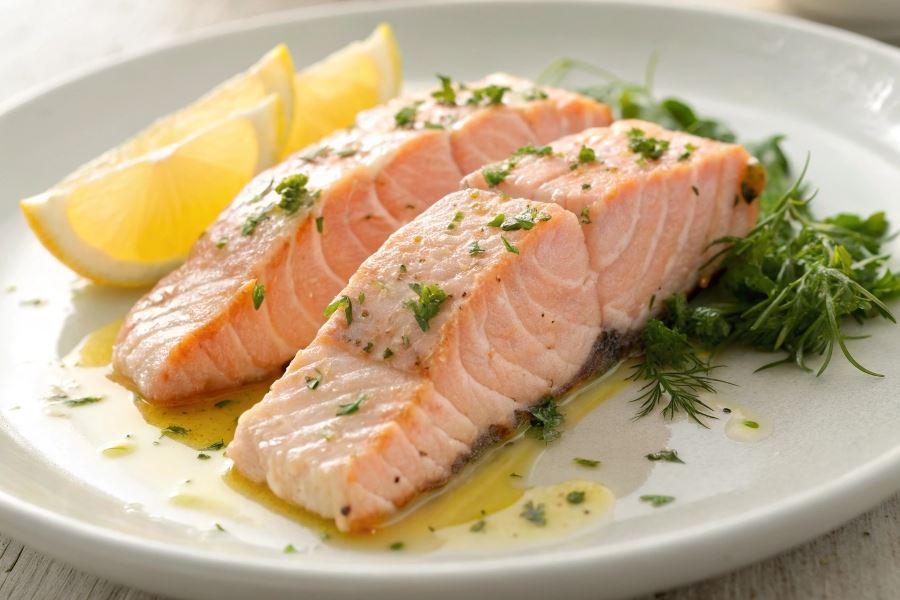 Łosoś gotowany na parze
