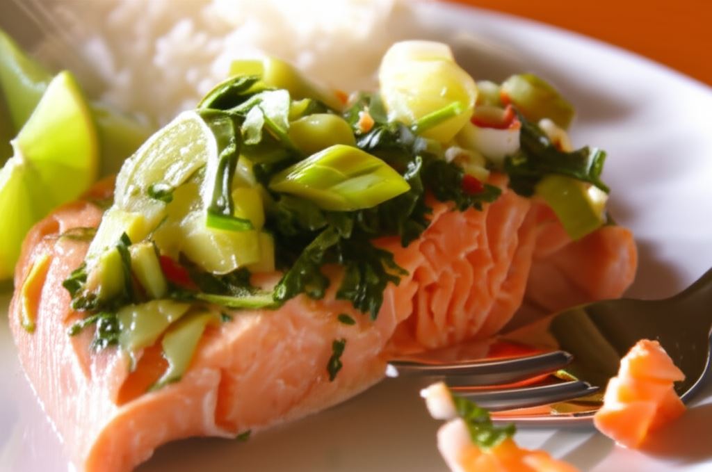 Łosoś słodko-kwaśny z kolendrą