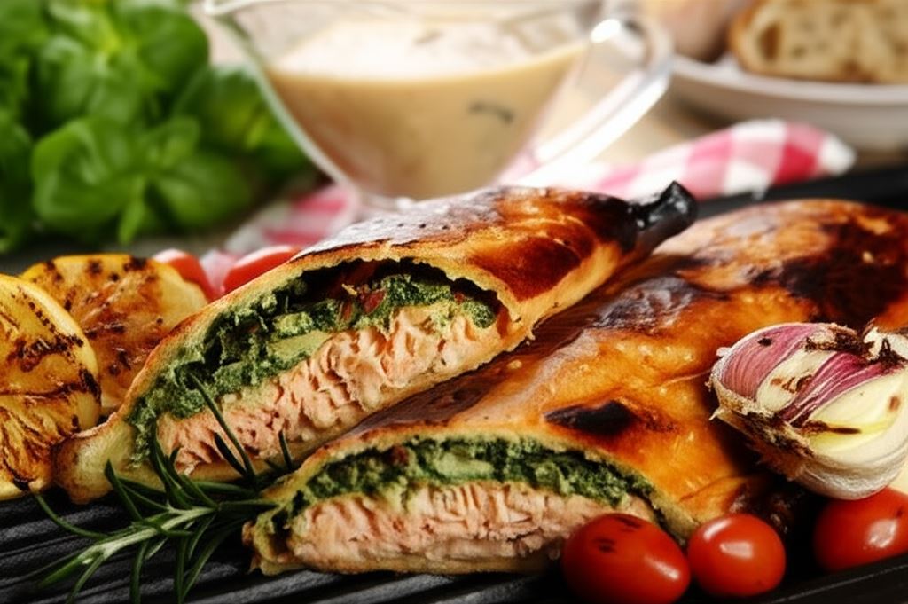 Łosoś w cieście francuskim ze szpinakiem