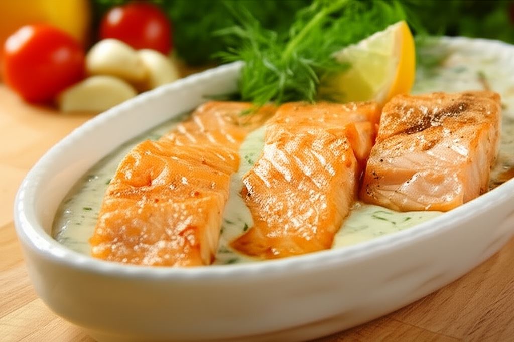 Łosoś w sosie koperkowym
