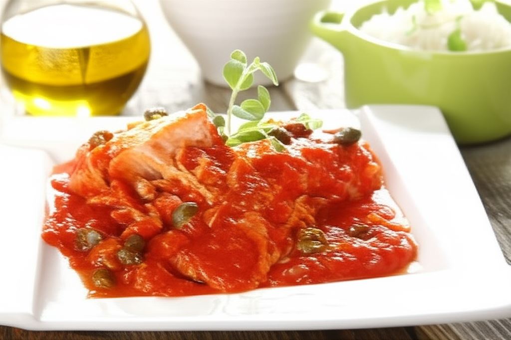 Łosoś w sosie pomidorowym