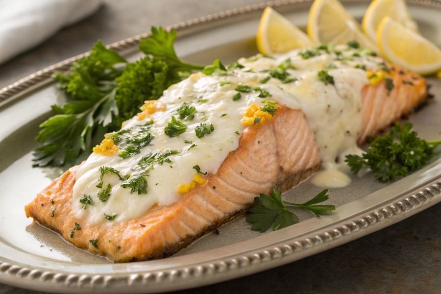Łosoś w sosie serowym