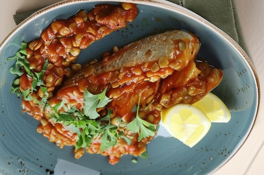 Łosoś z soczewicą