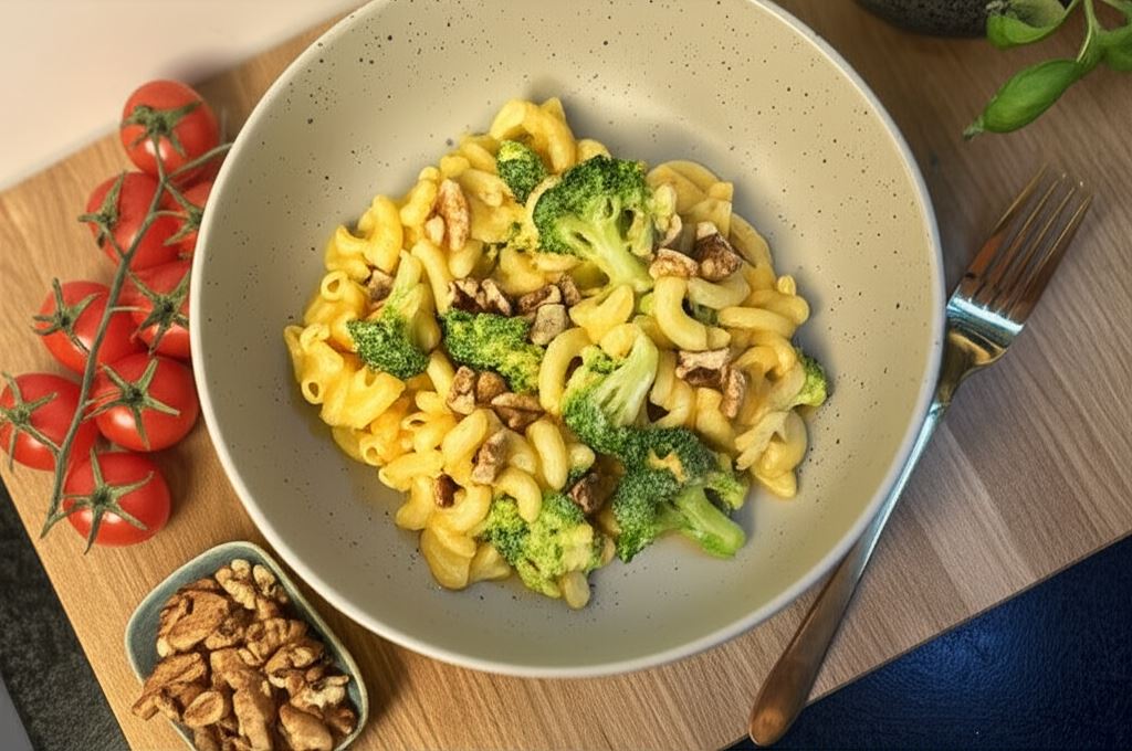 Mac’n Cheese z brokułami i orzechami włoskimi