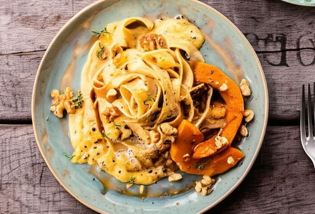 Makaron tagliatelle Alfredo z dynią