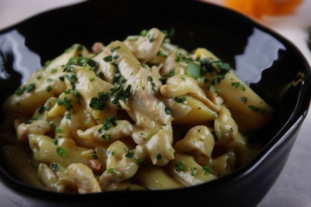 Makaron w sosie curry z kurczakiem