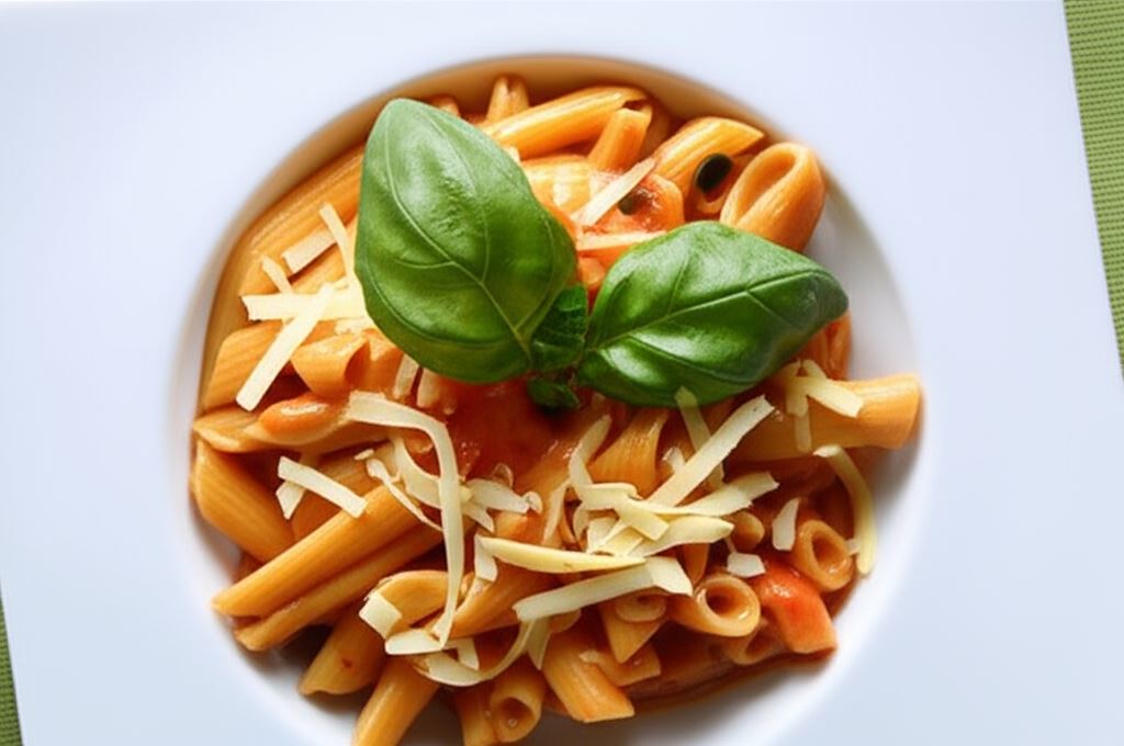 Makaron w sosie pomidorowym z ziołami