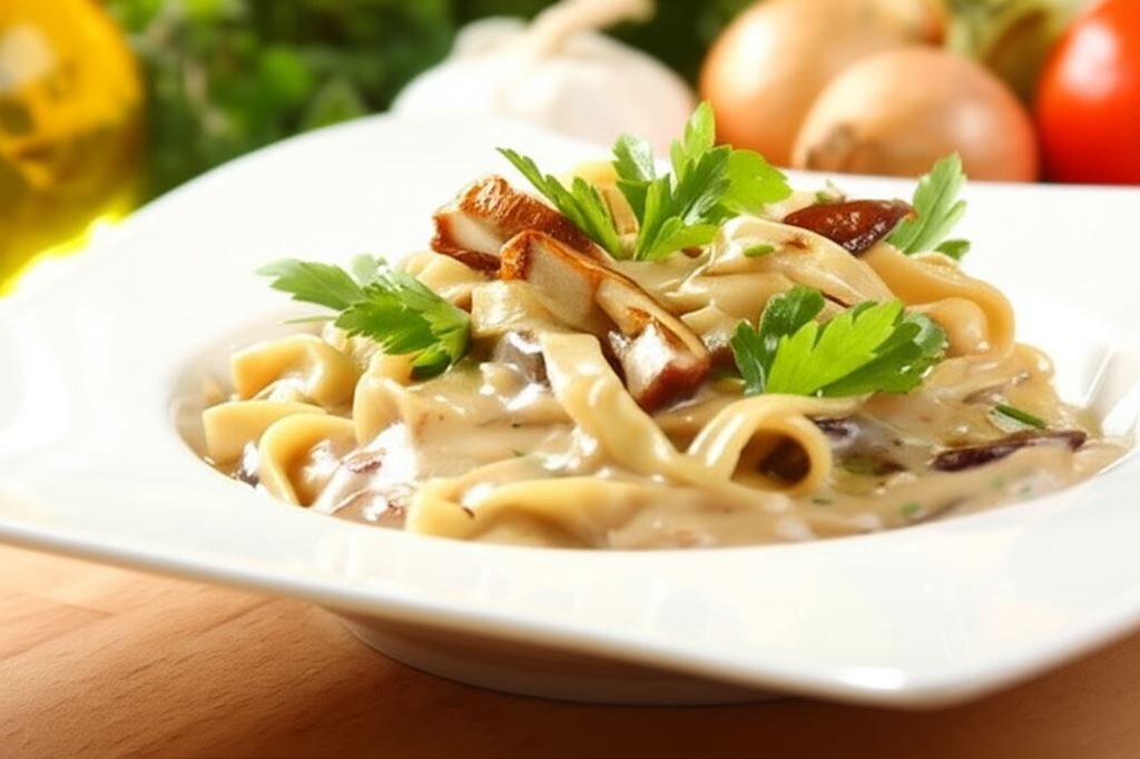 Makaron z sosem borowikowym po włosku