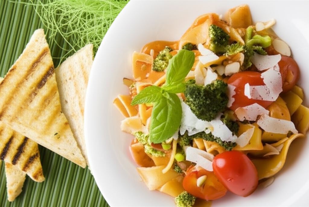 Makaron z brokułami i migdałami