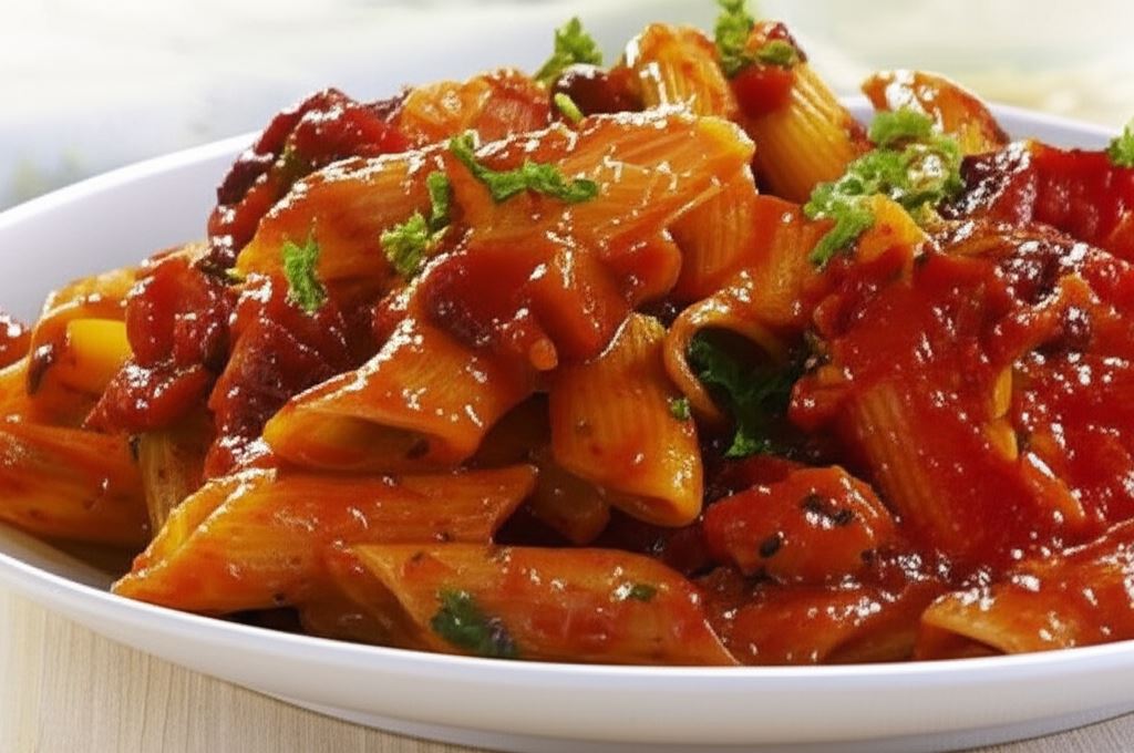 Makaron z grillowaną papryką