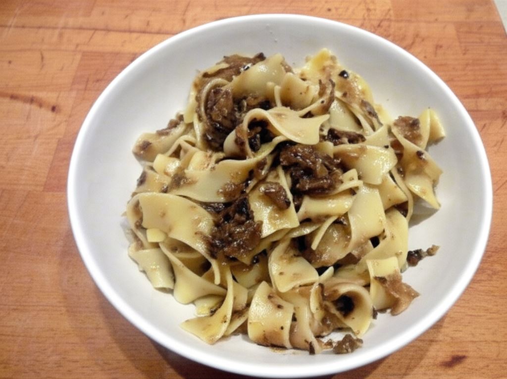 Makaron z kapustą i grzybami