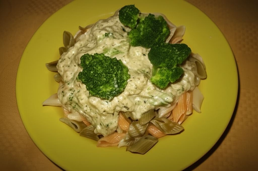 Makaron z sosem brokułowym