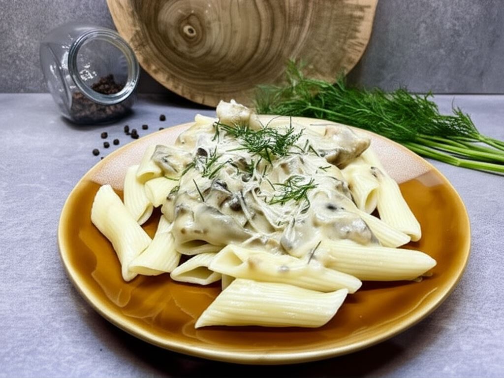 Makaron z sosie pieczarkowo-serowym