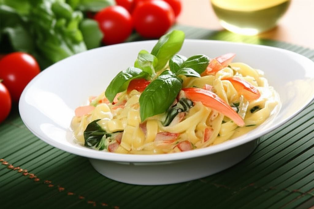 Makaron ze szpinakiem i bazylią