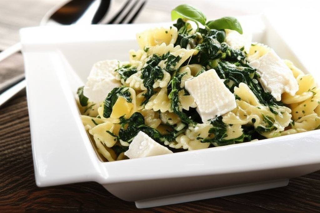 Makaron ze szpinakiem i serem feta