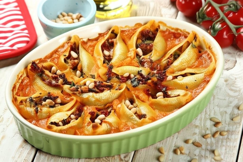 Makaronowe muszle faszerowane kurczakiem