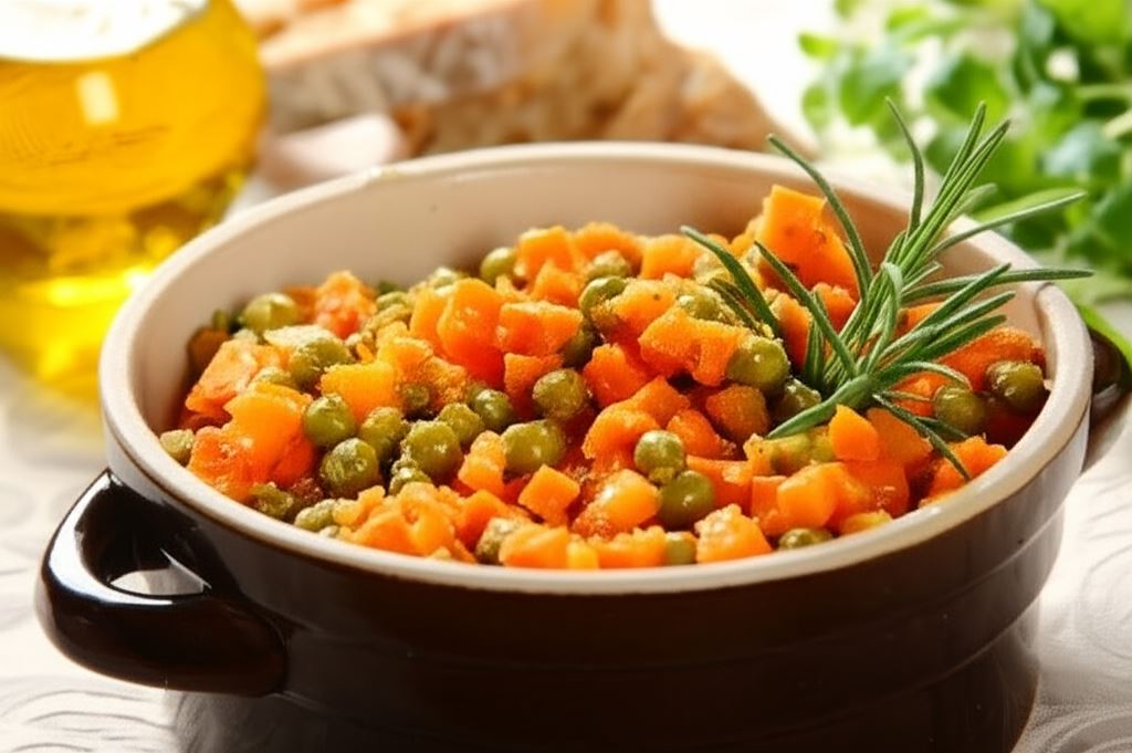 Marchewka z groszkiem w bułce tartej