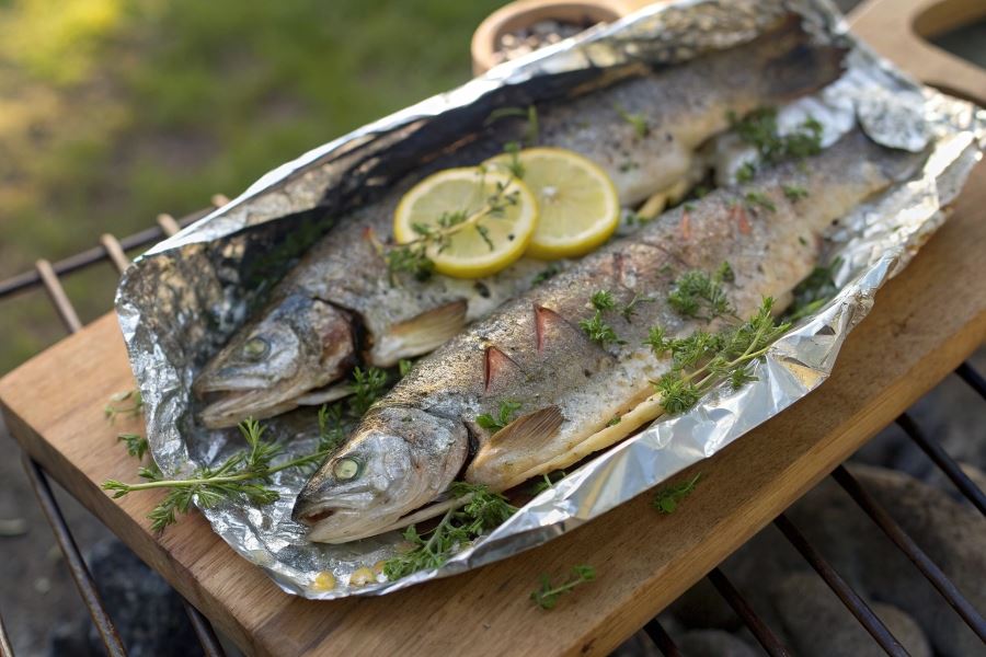 Mega pstrąg grillowany